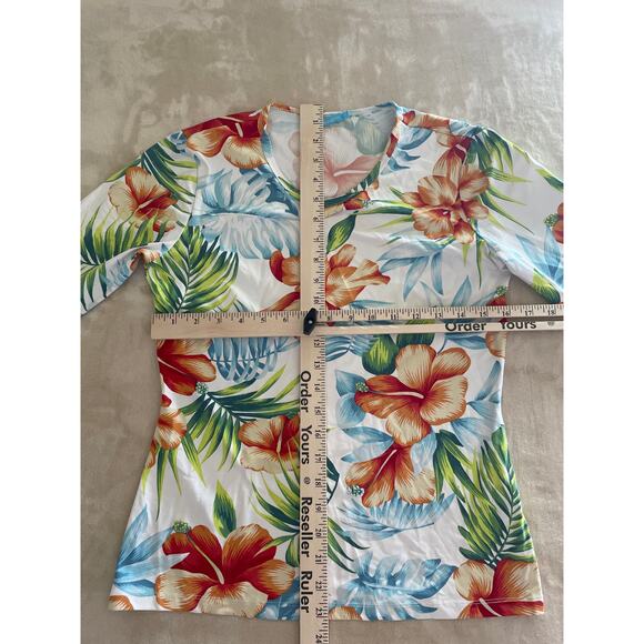 J. McLaughlin Nylon Spandex Signature Blouse 3/4 Sleeve BOTANNICA XS - Picture 2 of 6